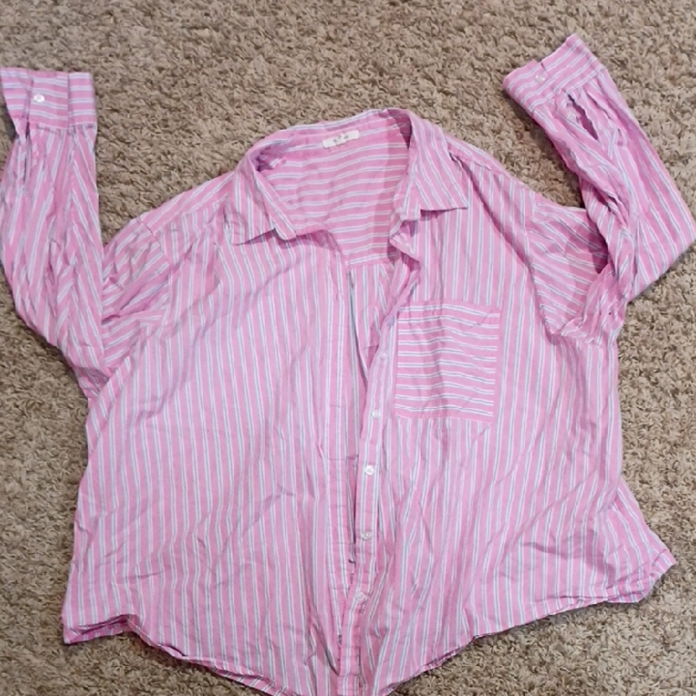 Maurices Pink Striped Button Down Shirt